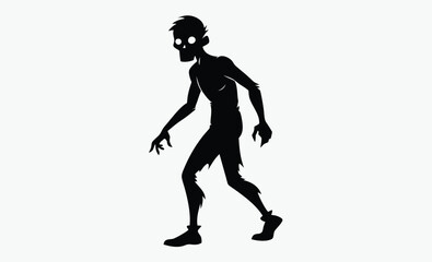 Zombie silhouette walking, spooky undead figure, horror theme vector