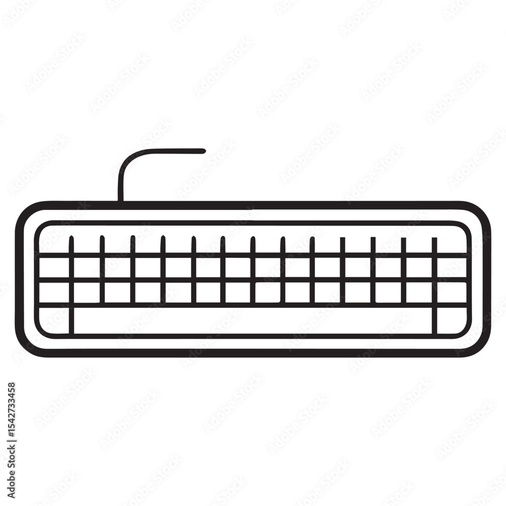 Poster simple line drawing of a computer keyboard icon, illustration, and design element
