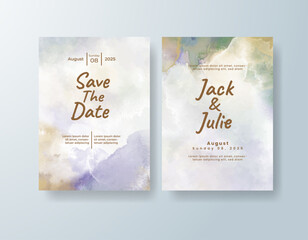 Wedding invitation with abstract splash watercolor