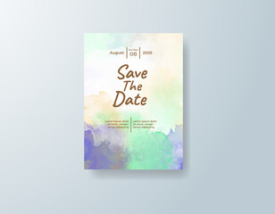 Wedding invitation with abstract splash watercolor
