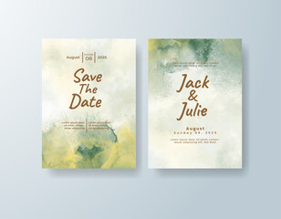 Wedding invitation with abstract splash watercolor