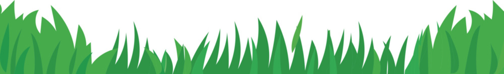 Flat Field with Bushes vector grass and ground border for nature, garden and landscape design