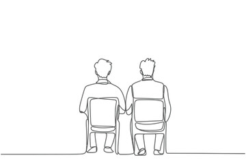 Continuous Line Drawing of Two Men Sitting Together in Chairs