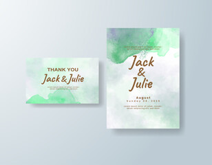 Wedding invitation with abstract splash watercolor