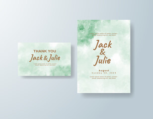 Wedding invitation with abstract splash watercolor