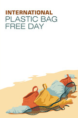 International Plastic Bag Free Day Vector Illustration. Minimalist vector background for International Plastic Bag Free Day, symbolizing awareness against plastic pollution