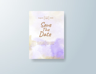 Wedding invitation with abstract splash watercolor