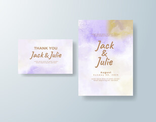 Wedding invitation with abstract splash watercolor