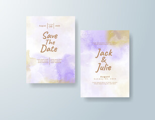 Wedding invitation with abstract splash watercolor