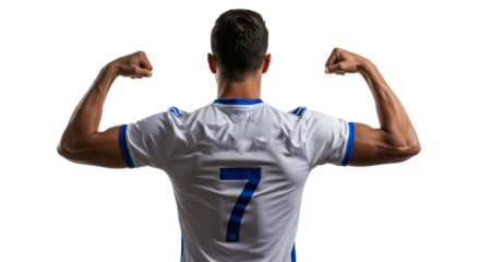 Strong Footballer Back View, Muscular Arms, Jersey Number 7