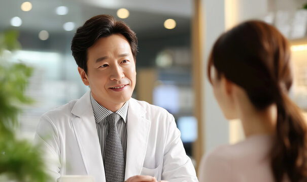 환자와 상담 중인 남성 의사
