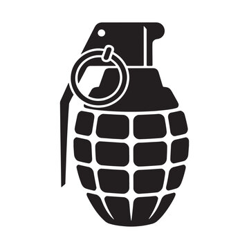 Hand Grenade Silhouette Vector | Military Explosive Weapon Icon
