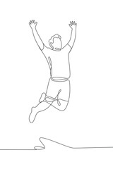 One Line Drawing of a Person Joyfully Jumping