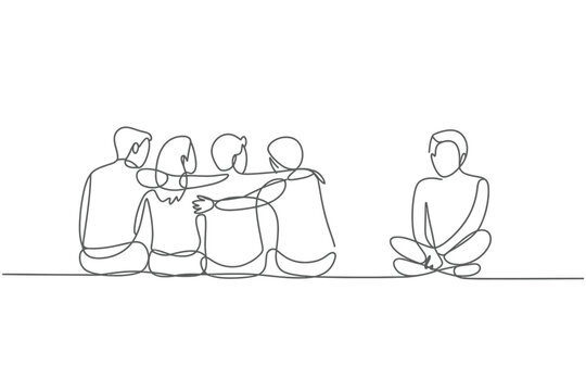 One Line Drawing of Friends and Loneliness