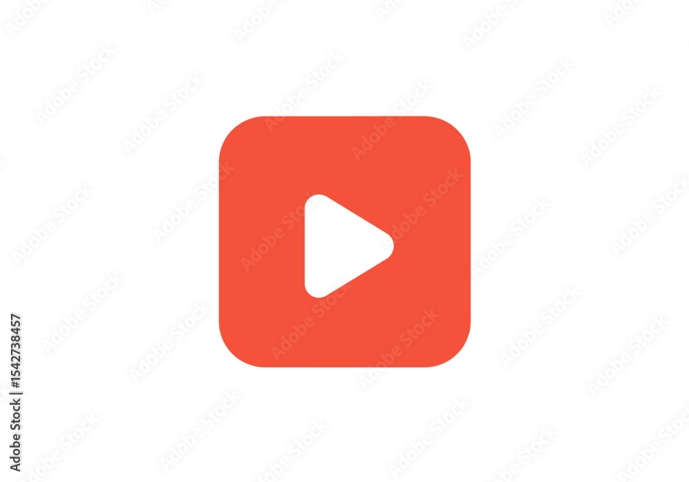 Aufkleber red rounded square with a white play button in the center