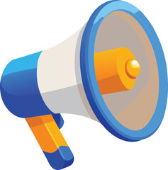 Cartoon megaphone illustration blue orange white
