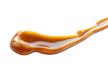 Obraz premium Delicious caramel sauce drizzle, topping, liquid, sweet, dessert, food, golden, texture, isolated png, culinary, cooking isolated on transparent background
