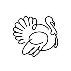 Single Line Drawing Thanksgiving Turkey Illustration