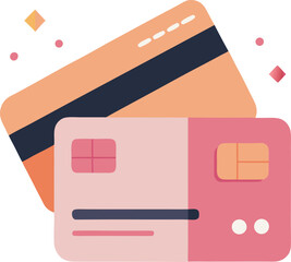 Two credit cards stacked modern flat illustration