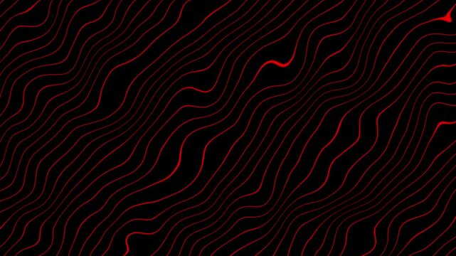 Waving red color strip lines on a black background	animation 4K resolution video