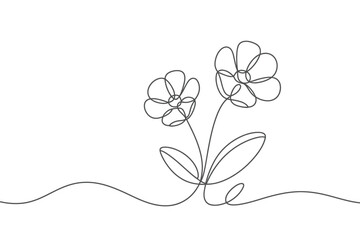 Simple Line Drawing of Two Flowers