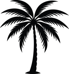 Obraz premium Black Palm Tee Silhouette On White Background 