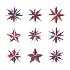 Obraz premium Patriotic Starbursts: Red, White, and Blue Vector Collection