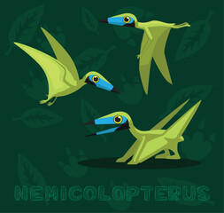 Flying Dinosaur Nemicolopterus Cartoon Vector Illustration © bullet_chained