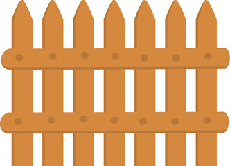 Rustic Wooden Fence Section, Simple Brown Picket Fence Illustration