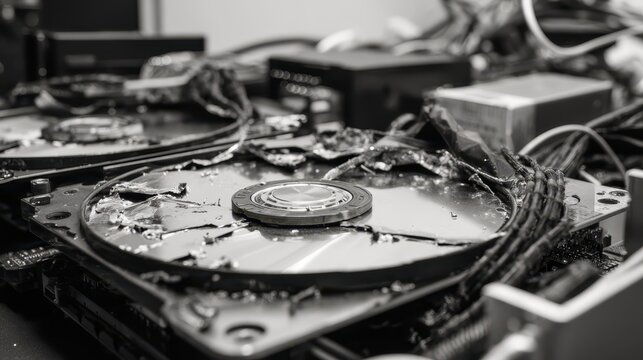 Failed RAID Array with Cyberattack-Induced Platter Damage