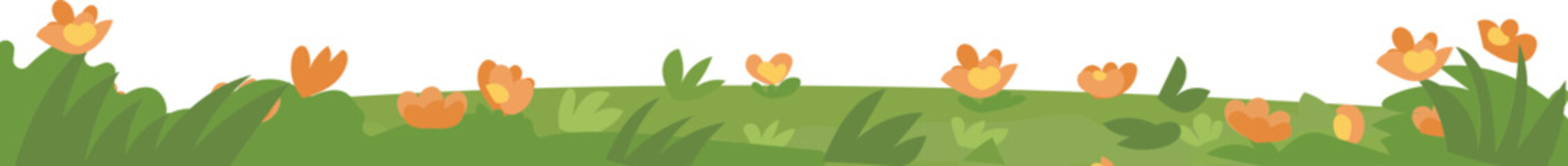 Short Grass Line Border vector border for nature, spring, landscape, and garden decoration