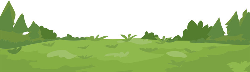 Bushy Shrub Line Edge vector border for nature, spring, landscape, and garden decoration