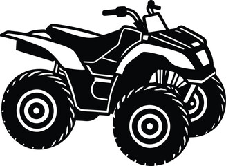 Obraz premium Black Quad Bike Silhouette On White Background 