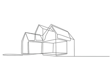 Modern House Architectural Line Drawing Illustration