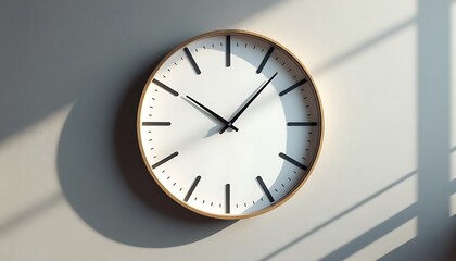 Clock on Wall with Shadow Simple Time Concept