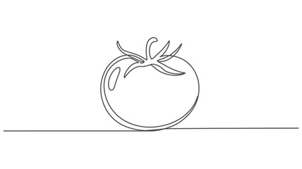 Single Line Drawing of a Fresh Tomato