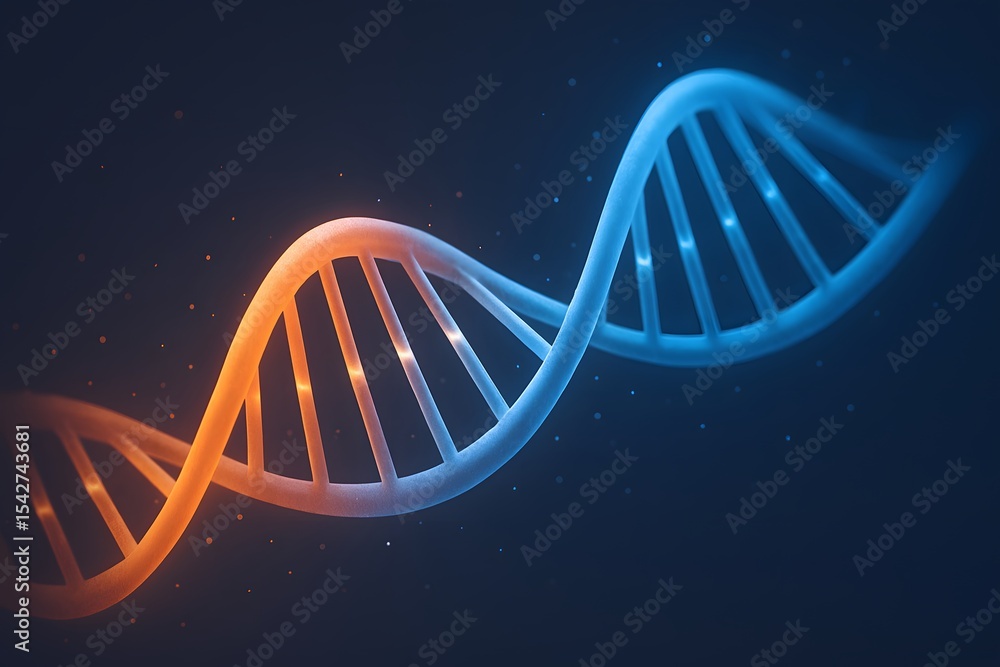 Poster abstract representation of dna helix in modern digital colors