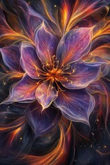 Abstract floral design, vibrant colors, swirling patterns