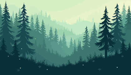 vector illustration of a forest. beautiful landscape illustration.
