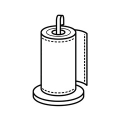 Paper Towel Roll Holder Icon Line Art Illustration