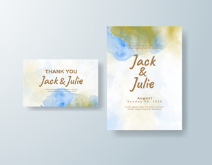 Wedding invitation with abstract watercolor background