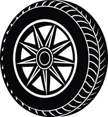Stylish Tire Vector Silhouette Art Icon Illustration
