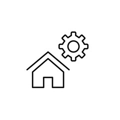 House and cogwheel. Intelligent home control, automated environment settings, smart technology management, home system optimization, remote device configuration. Pixel perfect, editable stroke vector 