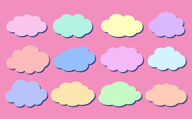 可愛いカラフルな雲のフレームセット