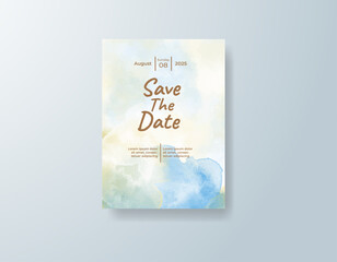 Wedding invitation with abstract watercolor background