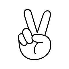 Obraz premium Simple Line Art Hand Gesture Peace Sign