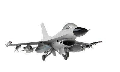 Fighter jet taking off landing isolated on black 