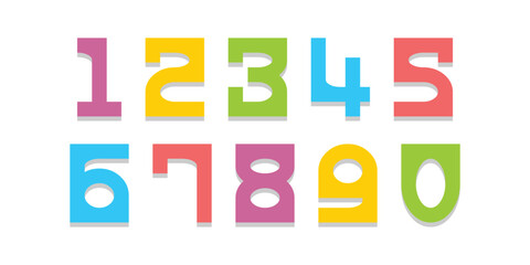 Custom vector creative color geometry shapes' numerals. font alphabet vector illustrations.