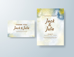 Wedding invitation with abstract watercolor background