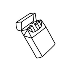 Open Pack of Cigarettes Line Art Illustration